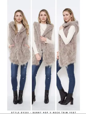 BUNNY FAUX VEST DV201 BLACK AND SILVER FOX