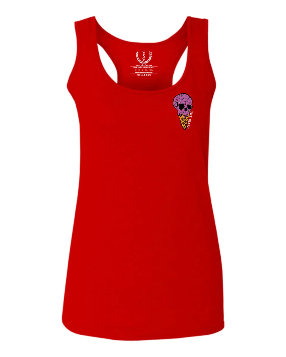 Candy Ice Cream Skull Summer Cool Graphic Till Death Obei Society  women's Tank Top sleeveless Racerback