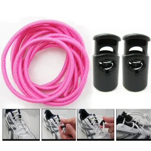 Elastic Shoe Laces Tie Fast Triathlon Marathon Running Run Shoelace Release Pink