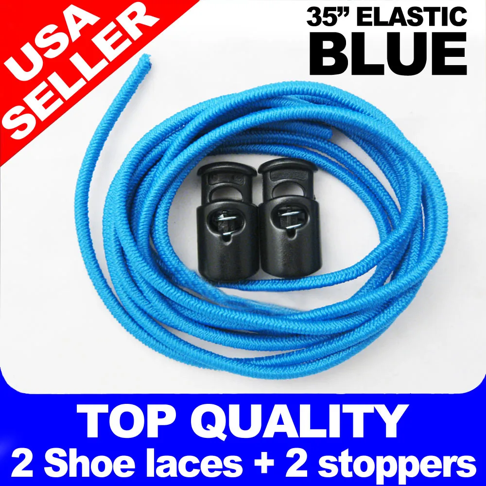 Elastic Shoe Laces Tie Fast Triathlon Marathon Running Run Shoelaces Relief Blue