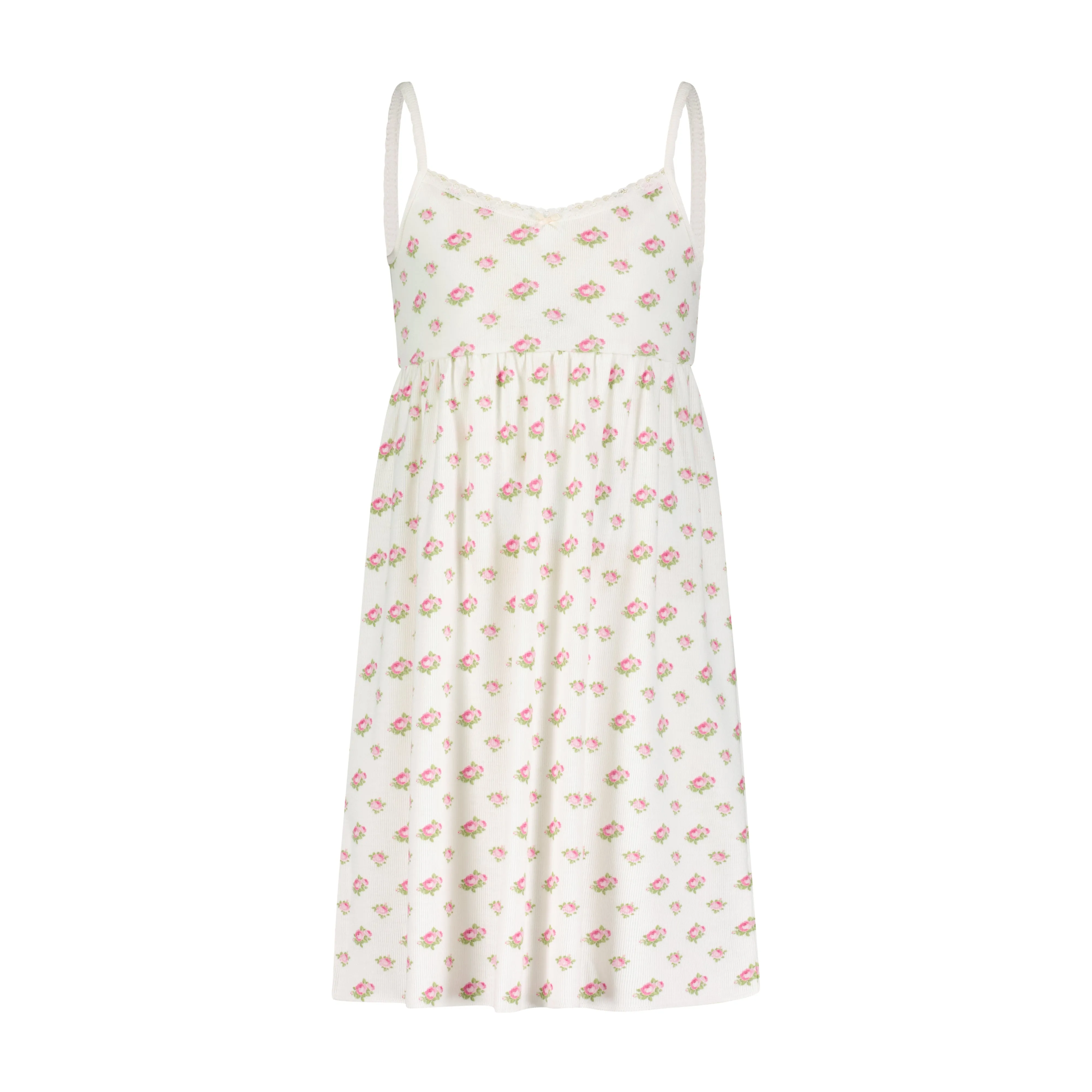 GIRLS BABYDOLL GOWN Cream Vintage Ditsy Rose -Restocked