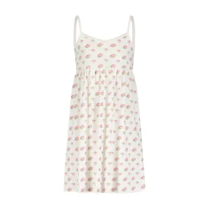 GIRLS BABYDOLL GOWN Cream Vintage Ditsy Rose -Restocked