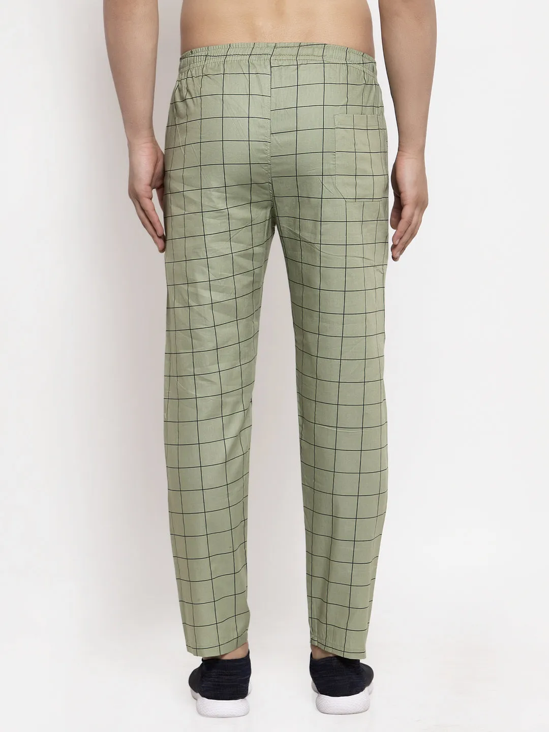 Jashvi Men's Green Checked Cotton Track Pants