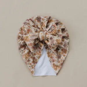 Modern Neutral Floral Baby Turban by Golden Dot Lane