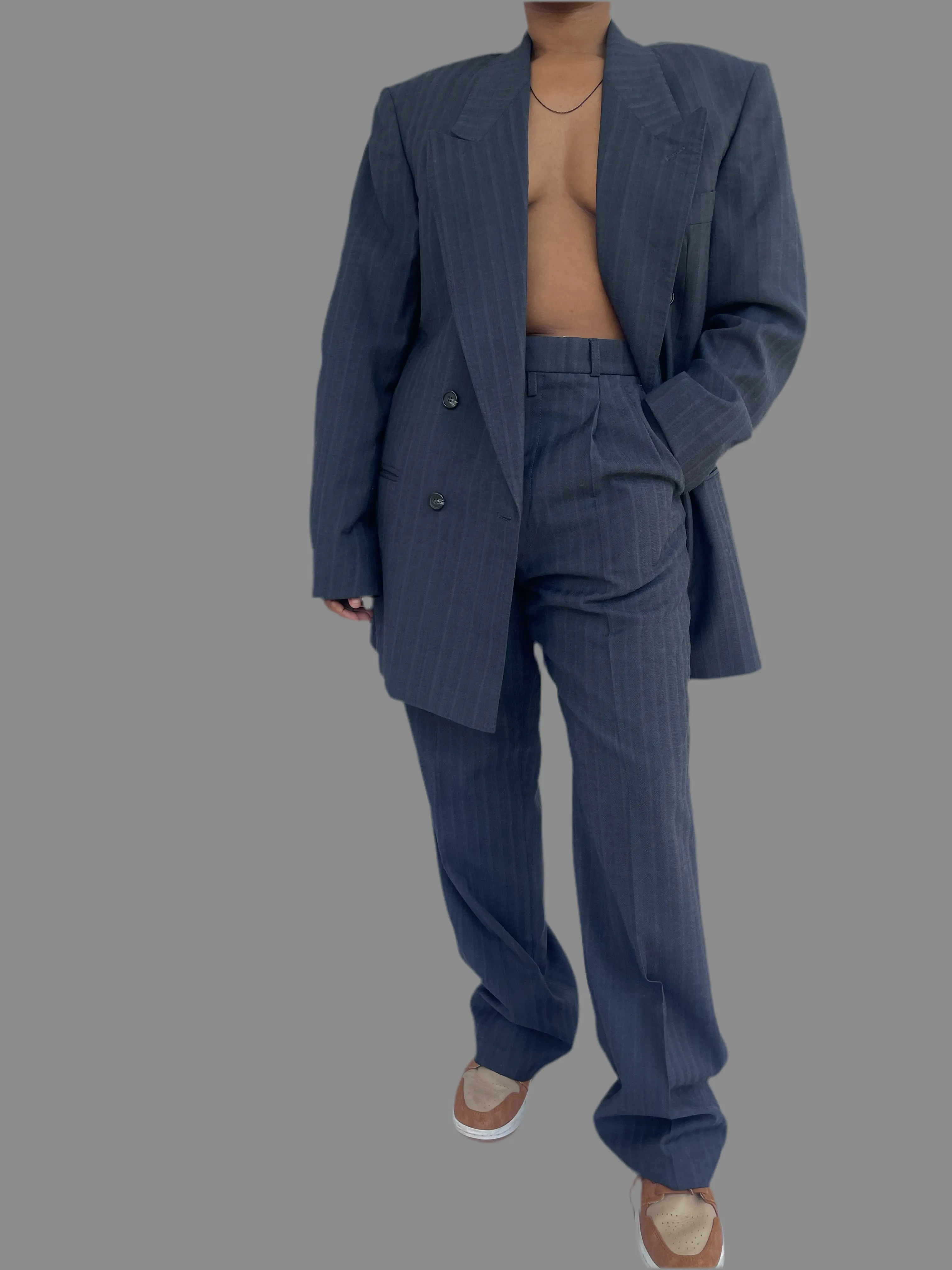 Navy Striped DB Suit ( Womens 34)
