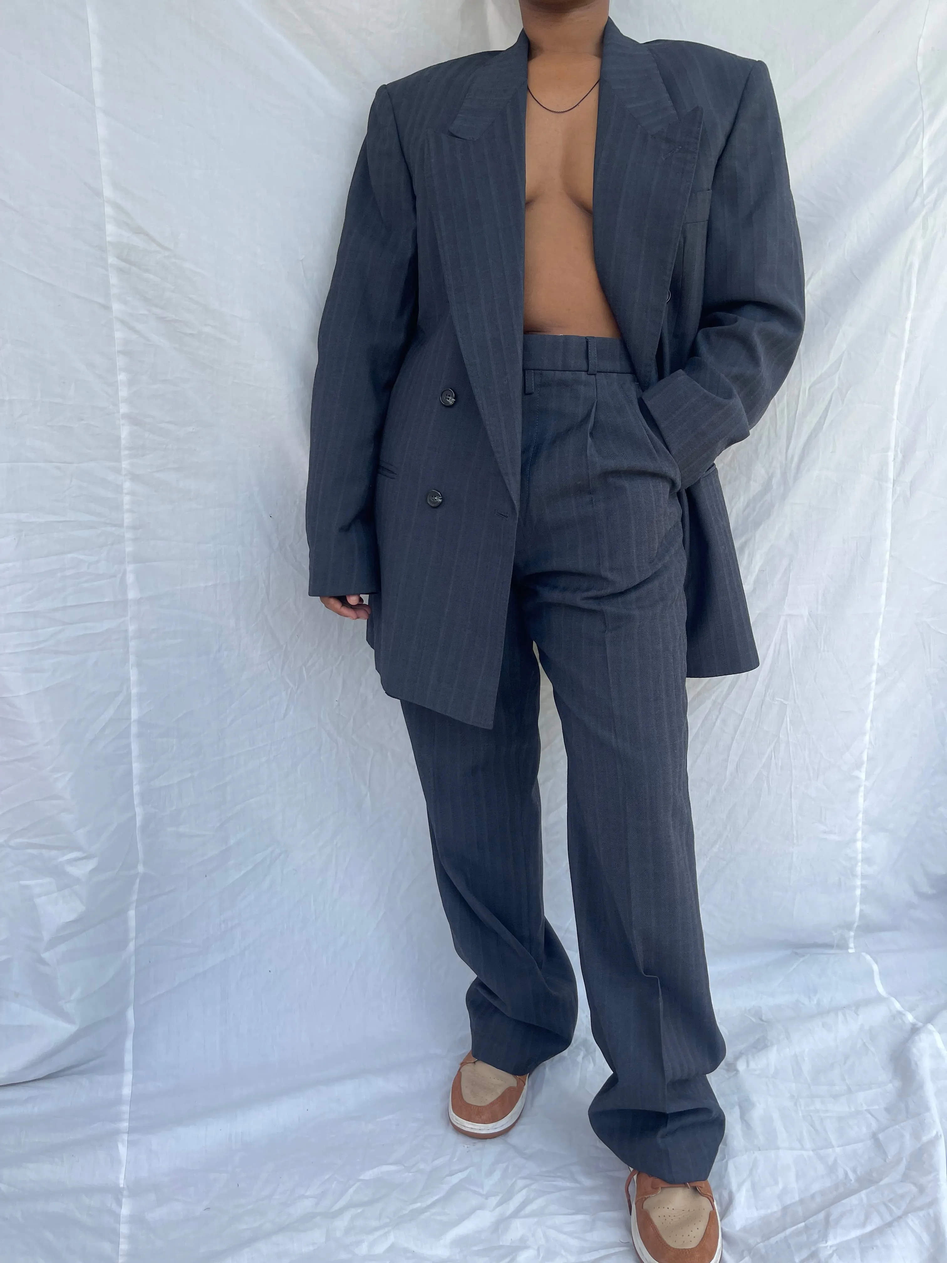 Navy Striped DB Suit ( Womens 34)