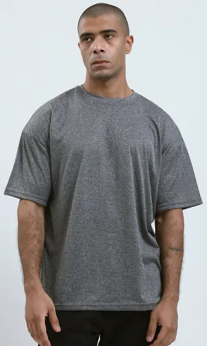 O192453 - Heather Dark Grey Elbow Sleeves Slip On Tee