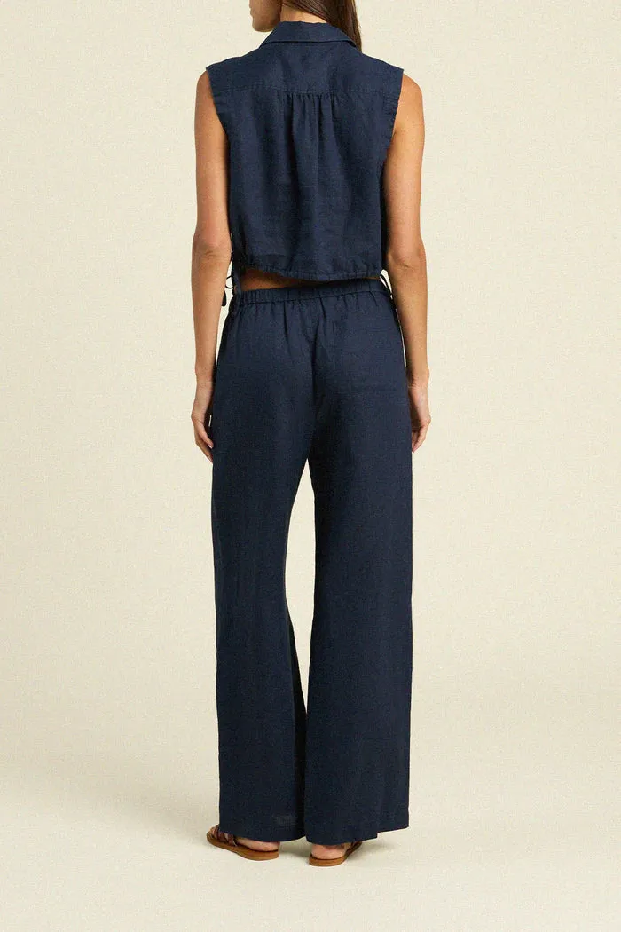 Trovata Vera Pants in Navy Linen