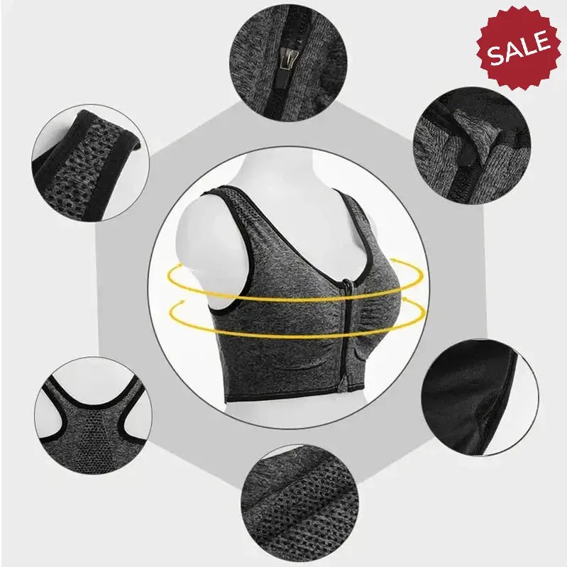 WANAYOU Womens Front Zipper Push Up Sports Bra - Padded, Wirefree, Shockproof